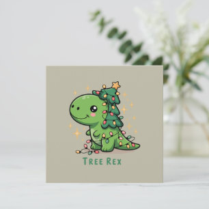 Christmas Dinosaur Light Party Funny Tree Rex  Holiday Card