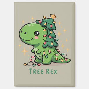 Christmas Dinosaur Light Party Funny Tree Rex Magnet