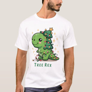 Christmas Dinosaur Light Party Funny Tree Rex T-Shirt