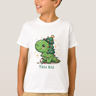 Christmas Dinosaur Light Party Funny Tree Rex  T-Shirt