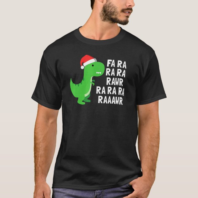 Christmas Dinosaur Rex Fa Ra Ra Rawr  Xmas Kids Bo T-Shirt (Front)