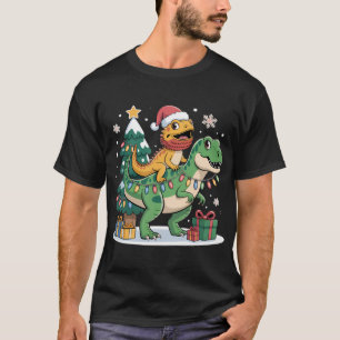 Christmas Dinosaur Ride with Santa Lizard T-Shirt
