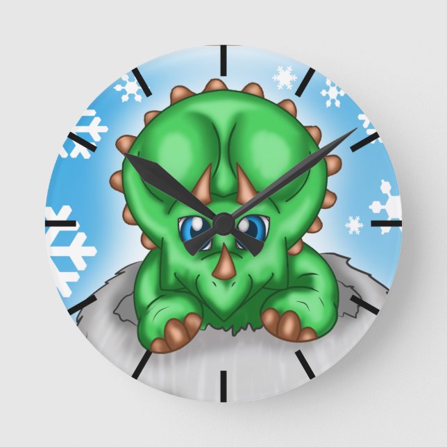 Christmas Dinosaur Round Clock (Front)