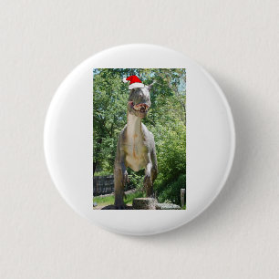 Christmas Dinosaur Santa Claus 2 Inch Round Button