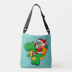 Christmas Dinosaur Santa Riding T Rex Xmas Kids Bo Crossbody Bag