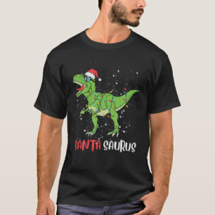 Christmas Dinosaur Santa Saurus T Rex Funny Pajama T-Shirt