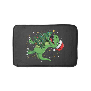 Christmas Dinosaur Santa T Rex Bath Mat