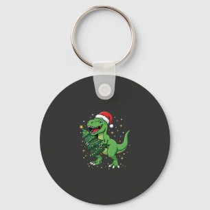 Christmas Dinosaur Santa T Rex Keychain