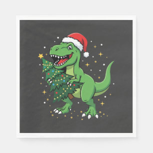 Christmas Dinosaur Santa T Rex Napkin