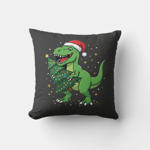 Christmas Dinosaur Santa T Rex Throw Pillow