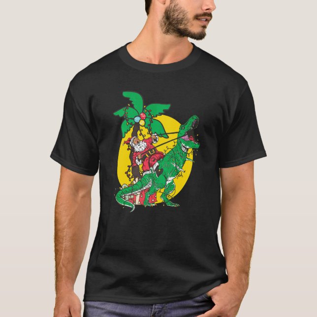 Christmas Dinosaur Santasaurus Rex Holiday Xmas PJ T-Shirt (Front)