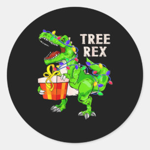 Christmas Dinosaur Shirt Tree Rex Pajamas Xmas Men Classic Round Sticker