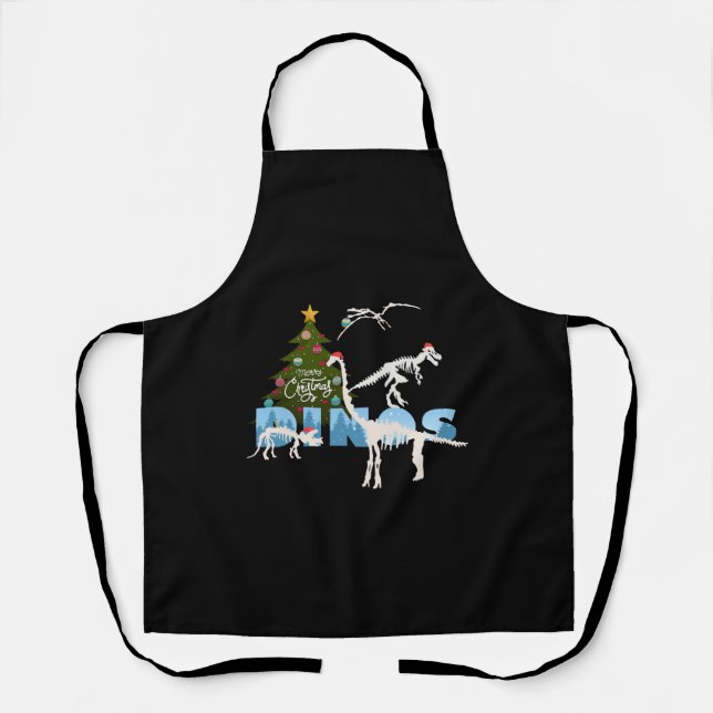 Christmas Dinosaur Skeleton Shirt for Kids Toddler Apron (Front)