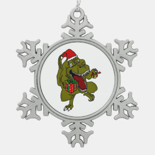 Christmas Dinosaur Snowflake Ornament