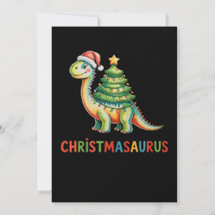 Christmas Dinosaur T Rex Dino Xmas Tree Lights Holiday Card