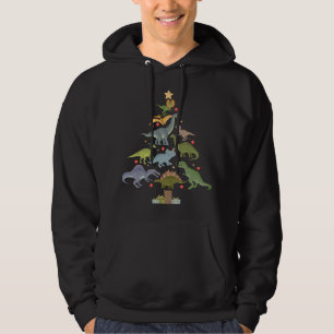 Christmas Dinosaur Tree Family Saurus Xmas Hoodie