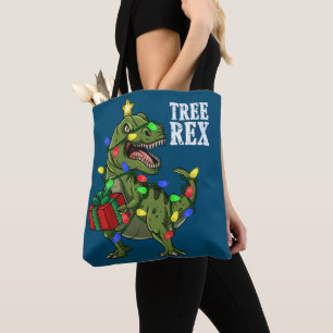 Christmas Dinosaur Tree Rex Boys Girls Kids Xmas Tote Bag