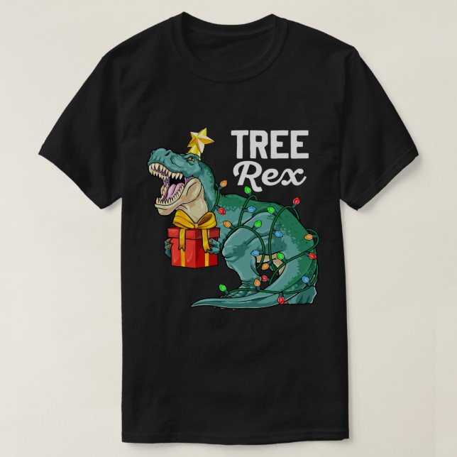 Christmas Dinosaur Tree Rex Cute Boys Kids TRex Xm T-Shirt (Design Front)