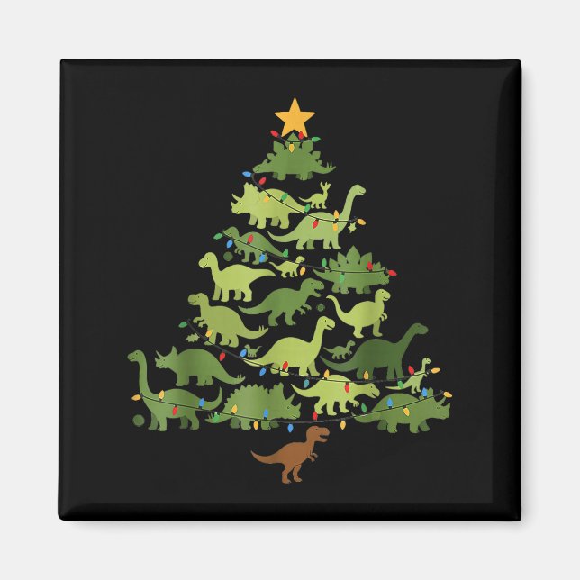Christmas Dinosaur Tree Rex Pajamas Men Boys Kids  Magnet (Front)
