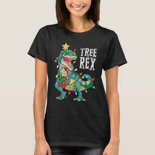 Christmas Dinosaur Tree Rex Pajamas Men Boys Kids T-Shirt