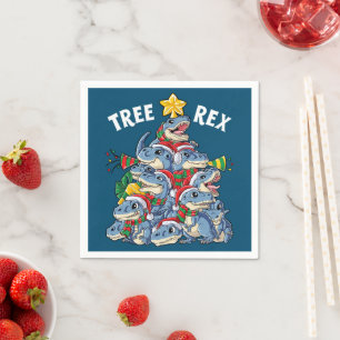 Christmas Dinosaur Tree Rex Pyjamas Men Boys Xmas Napkin