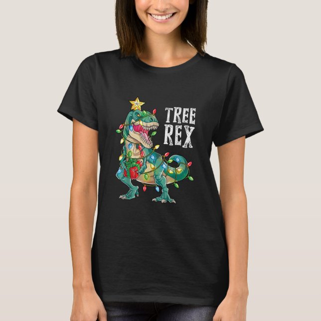 Christmas Dinosaur Tree Rex Pyjamas Men Boys Xmas  T-Shirt (Front)