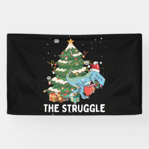 Christmas Dinosaur Tree Rex Pyjamas Struggle Banner