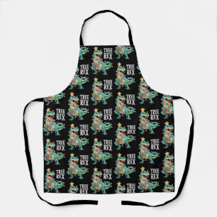 Christmas Dinosaur Tree Rex Pyjamas Xmas Lights Apron