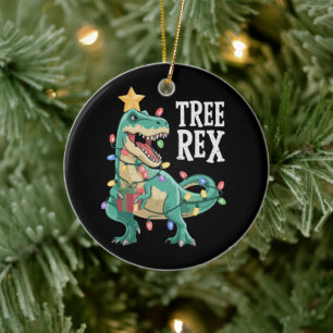 Christmas Dinosaur Tree Rex Pyjamas Xmas Lights  Ceramic Ornament