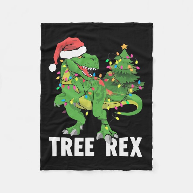 Christmas Dinosaur Tree Rex Xmas Trex Pyjamas Men  Fleece Blanket (Front)