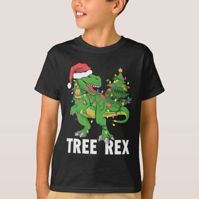 Christmas Dinosaur Tree Rex Xmas Trex Pyjamas Men  T-Shirt (Front)