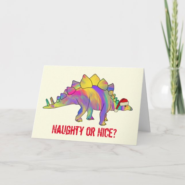 Christmas Dinosaur with Funny Santa Quote Card (Front)