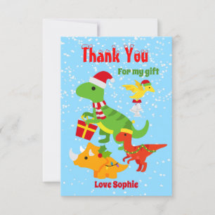 Christmas Dinosaurs Kids Thank You Card