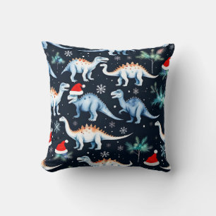 Christmas Dinosaurs  Throw Pillow