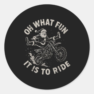 Christmas Dirt Bike Santa Motocross Born To Sleigh Classic Round Sticker