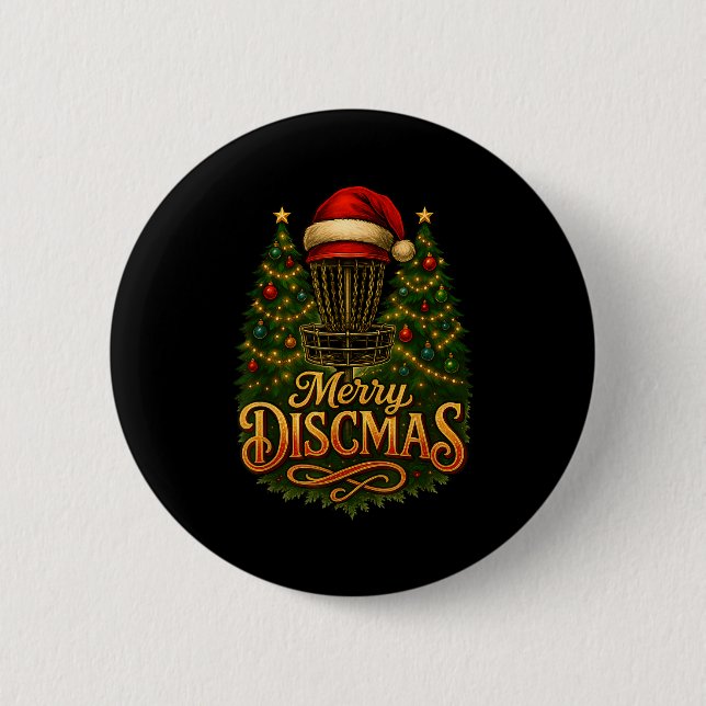 Christmas Disc Golf Merry Discmas  2 Inch Round Button (Front)