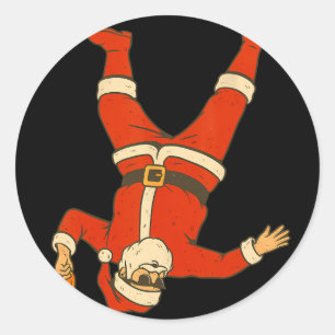 Christmas Disc Golf Vintage Funny Santa Xmas Classic Round Sticker