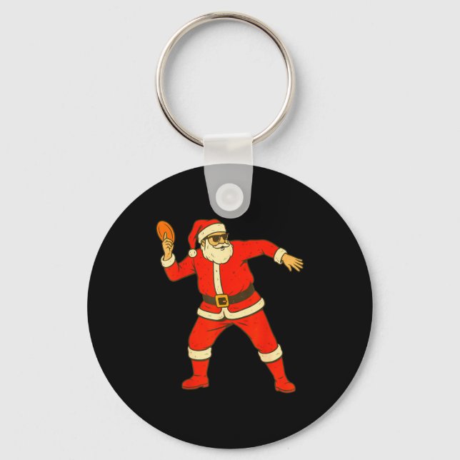Christmas Disc Golf Vintage Funny Santa Xmas  Keychain (Front)
