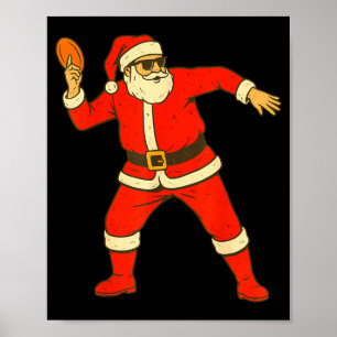 Christmas Disc Golf Vintage Funny Santa Xmas  Poster