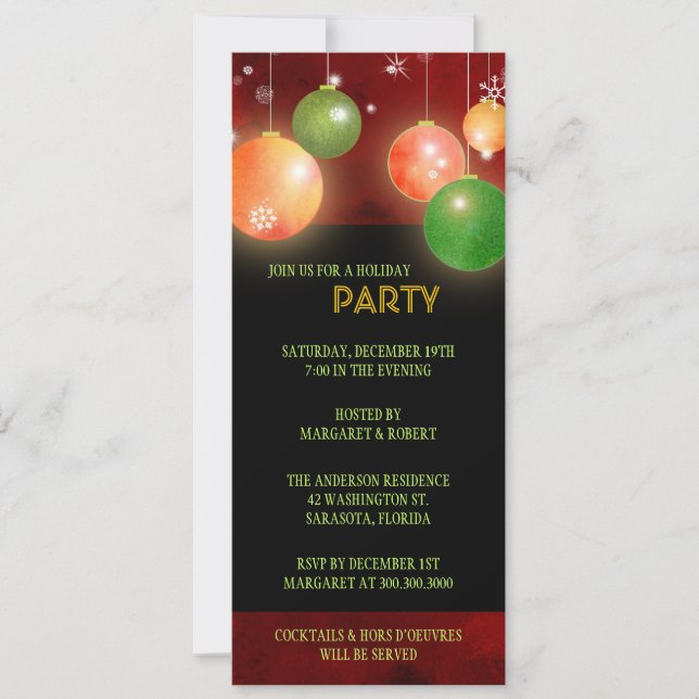 Christmas Disco Balls Luxe Holiday Party Invitation (Front)