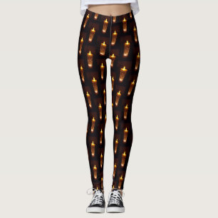 Christmas Diwali Flames Funny Candle Pattern Leggings