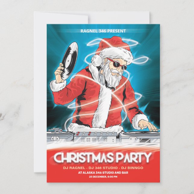 Christmas DJ Music Party Invitation (Front)