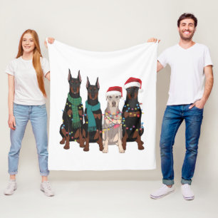 Christmas Doberman Lover Dog Mom Holiday  Fleece Blanket