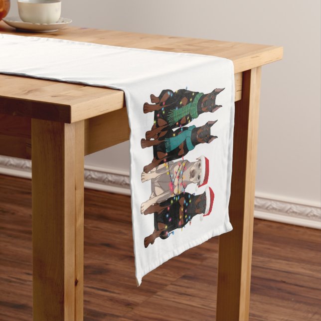 Christmas Doberman Lover Dog Mom Holiday  Short Table Runner (In Situ)