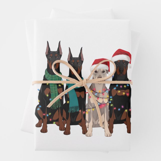 Christmas Doberman Lover Dog Mom Holiday  Wrapping Paper Sheet (In situ)