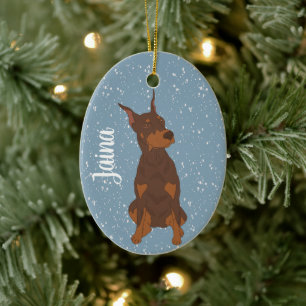 Christmas Doberman Pinscher Ceramic Ornament