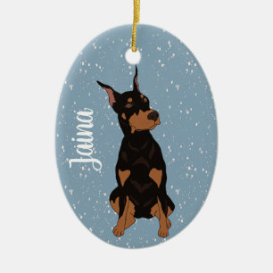 Christmas Doberman Pinscher  Ceramic Ornament