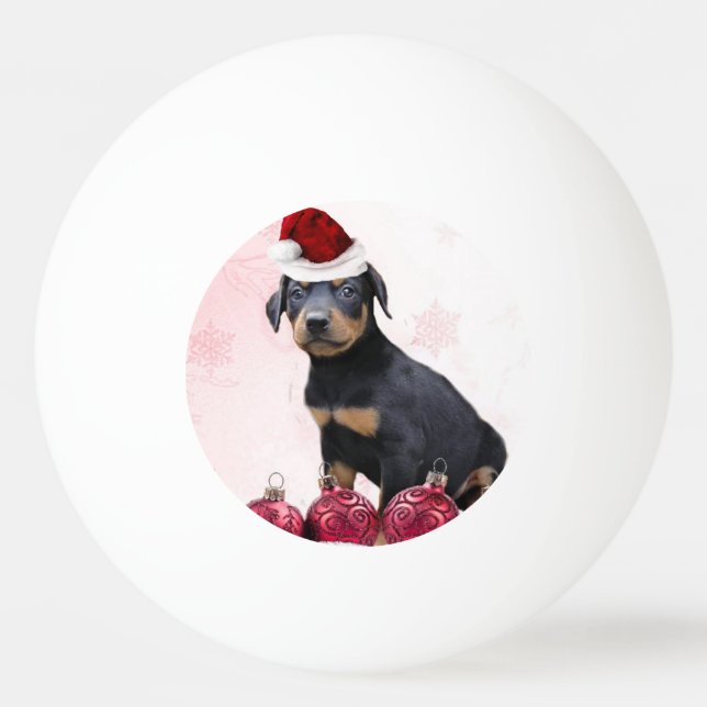 Christmas Doberman Pinscher dog Ping Pong Ball (Front)
