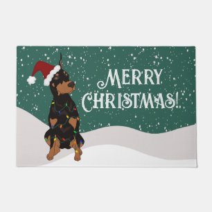 Christmas Doberman Pinscher Doormat