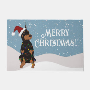 Christmas Doberman Pinscher  Doormat